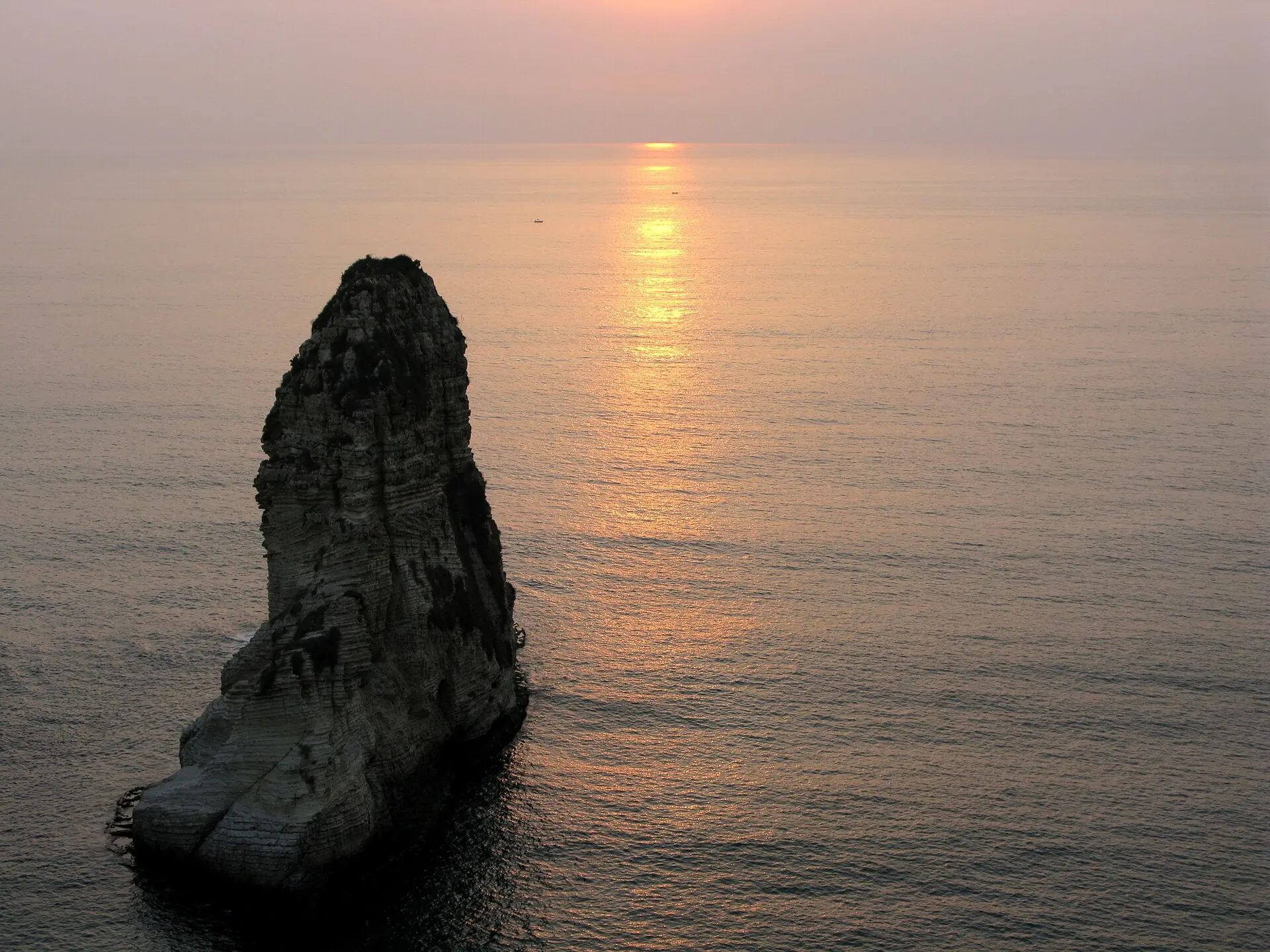Sunset over Pigeon Rocks in Beirut